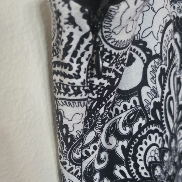 London Style Black White Paisley Office Dress Sleeveless Midi Size 16 - Picture 2 of 5